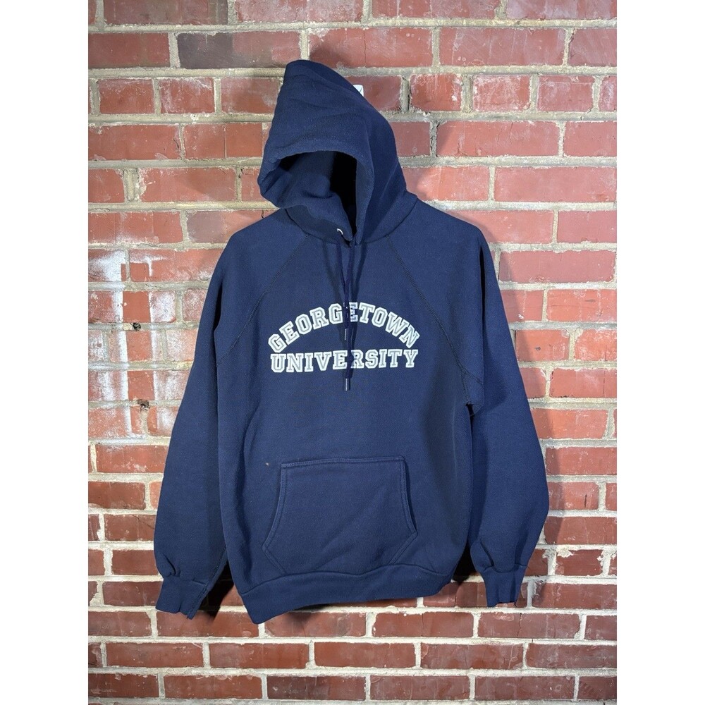 Vintage 80s Georgetown University Hoodie Sweatshirt USA Discus Athletic Size XL